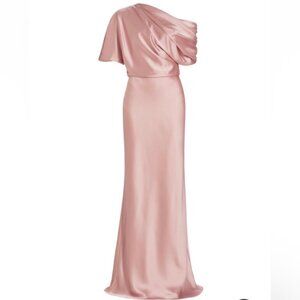 NWT Amsale Satin One-Shoulder Gown Size 8 in Rose